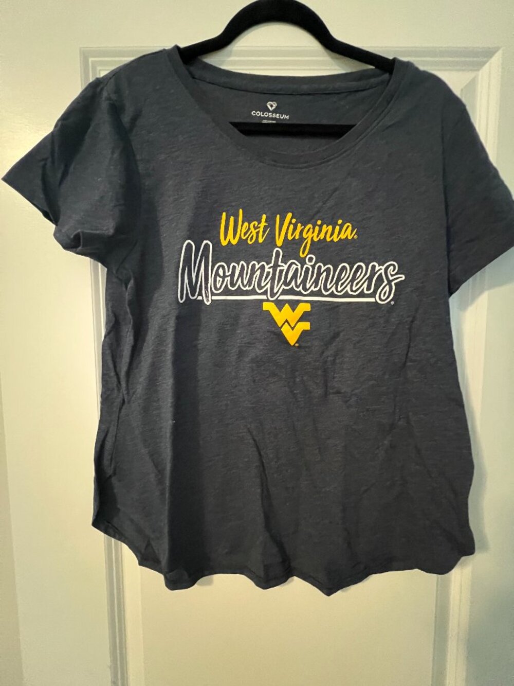 WVU Mountaineers Women's Navy Blue Flowy T-Shirt - Colosseum - Med - worn once